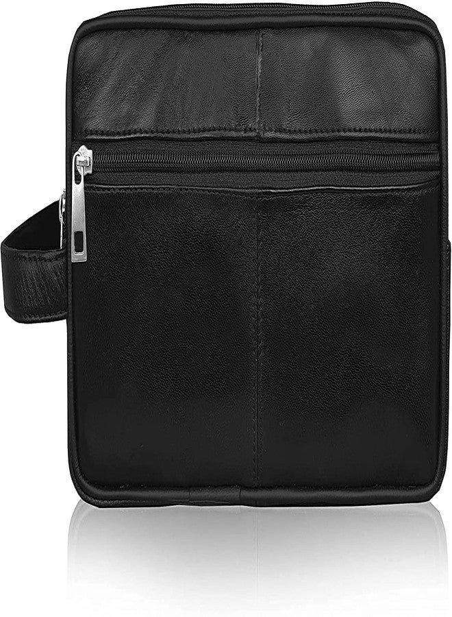 حقيبة أدوات النظافة الجلدية من كي لندن - حقيبة غسيل للسفر والعطلات - حقيبة أدوات الحلاقة أو مستحضرات التجميل للحمام أو الصالة الرياضية أو الدش (KL_215_blk) - Image 1